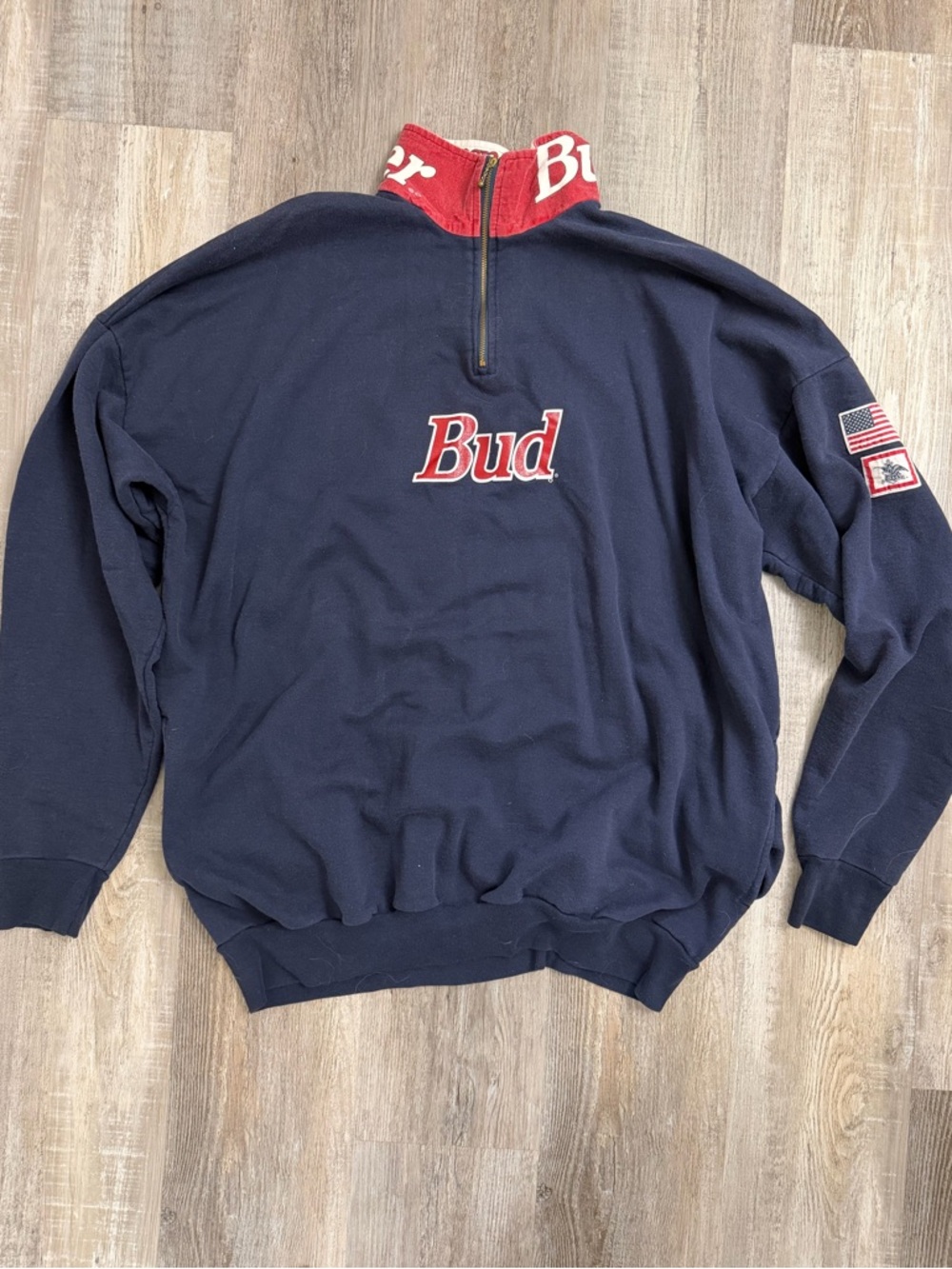 Budweiser Men’s Vintage Quarter Zip Pullover-size Large